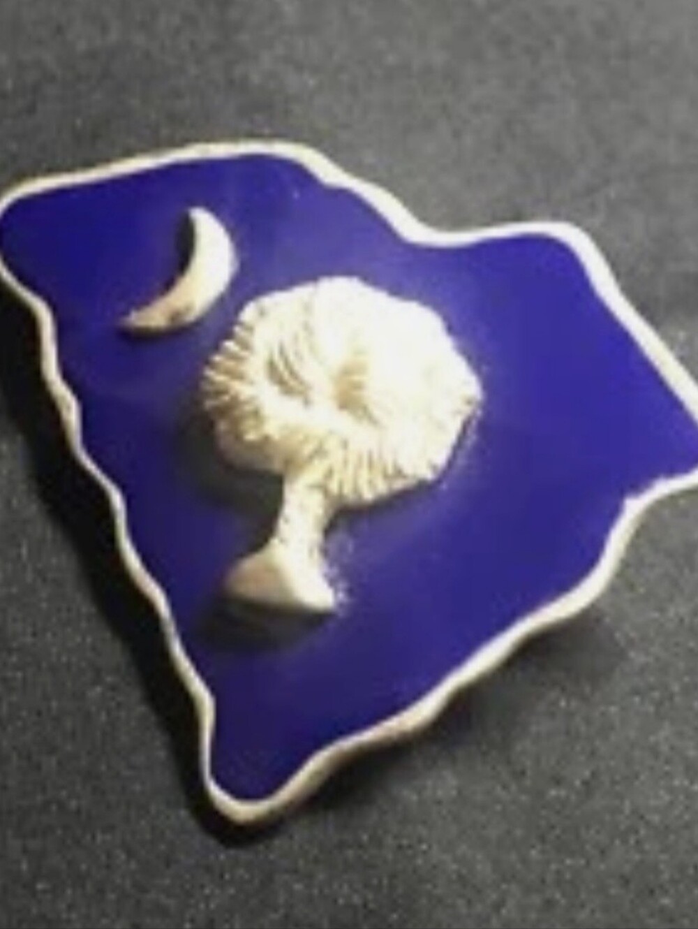South Carolina Emblem Crescent Moon & Tree Enamel Pin, Vintage